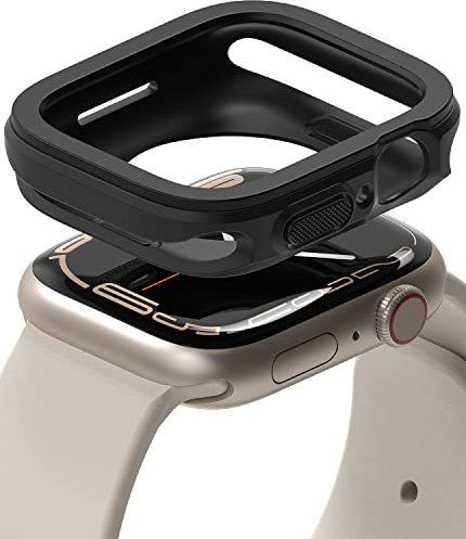 Ringke Air Sports Kompatibel mit Apple Watch 9/8/7 (45mm) Hülle und Kompatibel mit Apple Watch 6/5/4/SE2/SE (44mm) Hülle, TPU Silikon Flexibel Kratzfest - Black