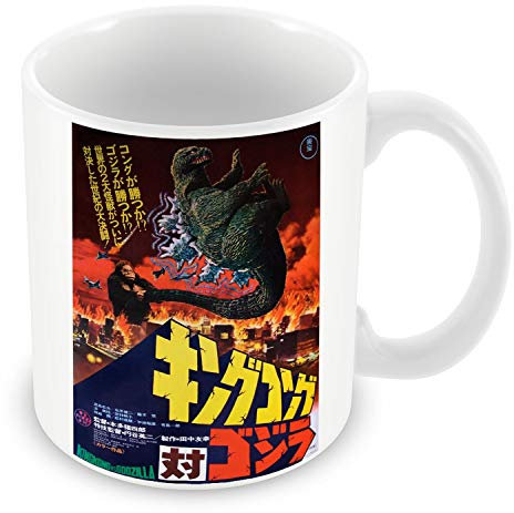 Tasse, Motiv: Vintage-King Kong Vs Godzilla, Poster Altes Cinema Retro