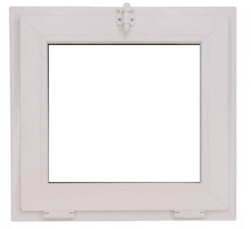 ECOPROF Kellerfenster | Gartenhaus Fenster | Kunststoff Fenster | Maße 60x60 cm (600x600 mm) | Farbe: Weiß | 52mm Profil