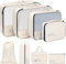DIMJ 8-teilig Koffer Organizer Set, Reise Packing Cubes, Packtaschen für Koffer, Packwürfel für Kleidung, Travel Organizer Kleidertaschen Schuhbeutel und Wäschebeutel - Beige