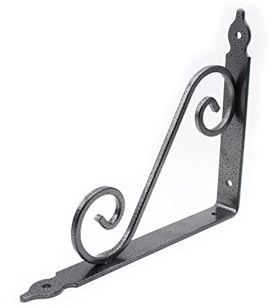 DOJA Barcelona | Equerre Etagere Murale | 2 PCS Support Tablette Murale | 240 x 190 mm | Equerre Metal Fer Forgé Argenté | Equerre Fixation pour Decoration Murale, Étagère Murale, Etagere Cuisine