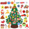 Filz-Weihnachtsbaum für Kleinkinder, 1 m DIY Tür Wandbehang Filz Weihnachtsbaum mit 33 Ornamenten, doppelseitiger Klettverschluss, abnehmbar, personalisiertes Goldpulver-Dekor für Kinder