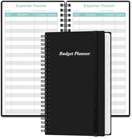 Budget Planner – A6 Ausgaben-Budget-Tracker, Budget-Buch für Ledger-Buch, Geld-Organizer für Brieftasche, 9,5 x 17,1 cm, Schwarz
