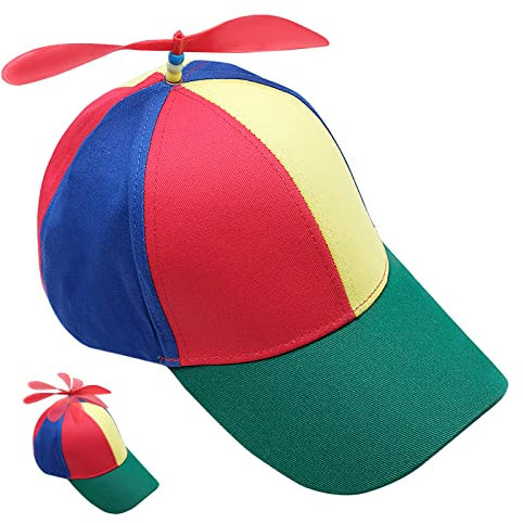 AMJKEJI Bunte Propellermütze, Propeller Mütze Hubschraubermütze Hubschrauber Kappe Baumwolle Baseball Cap Bunte Patchwork Hut Helikopter Mütze für Erwachsene Kinder