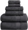Oakias 6-teiliges Handtuchset Dunkelgrau 600 GSM - 2 Badetücher, 2 Handtücher & 2 Waschlappen - sehr saugfähig
