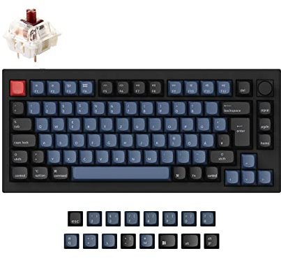 Keychron Q1 Knob RGB Wired Custom Mechanical Keyboard – QMK/VIA Programmierbares Makro mit 75% German DE-ISO Layout Hot-Swap-fähiger Gateron G Pro Brauner Schalter