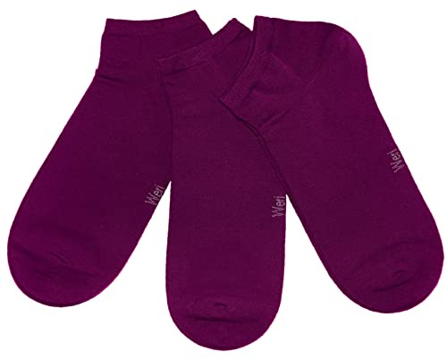 Weri Spezials Sneaker Socken 3 Paar Damen und Kinder Sportsocken 3-er Pack Baumwolle Sneakersocken Set Uni Glatt (as3, numeric, numeric_39, numeric_42, regular, regular, Dahlie)