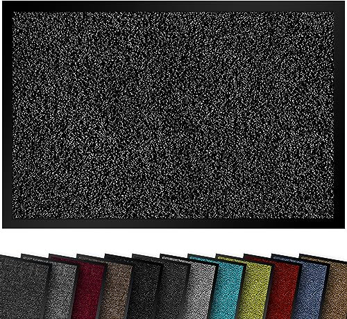 comflor Hochwertige Fußmatte Schwarz 40x60 groß für Innen & Außen - Schmutzfangmatte rutschfest, waschbar & wetterfest - Fussmatte für Eingangsbereich & Aussenbereich - Läufer Flur dünn