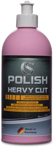 Car Sense Polish Heavy Cut [500ml] Autopolitur für Tiefe Kratzer farbe weiß I Entfernt Kratzer, Gebrauchsspuren, Vermattungen - Hologrammfreies Ergebnis - Für Handpolitur und Poliermaschine