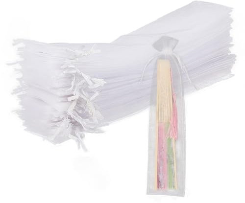 AMIJOUX 50 Stück Große Weiße Organzabeutel, Hochzeitsbevorzugungs-Netzbeutel Mit Kordelzug, Schmuck-Geschenkverpackungsbeutel Für Valentinstag, Hochzeit, Babyparty, Geburtstagsfeier