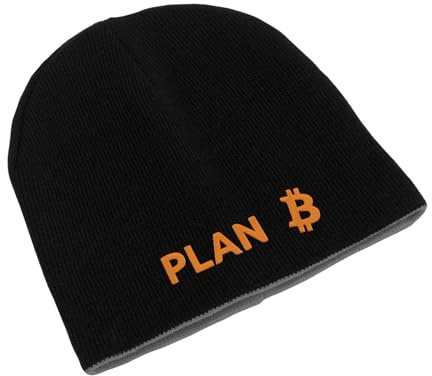 Plan B Bitcoin Crypto Funny Mining Life BTC Unisex Bestickte Doppelschicht Beanie Wintermütze Kunst, Schwarz , One size