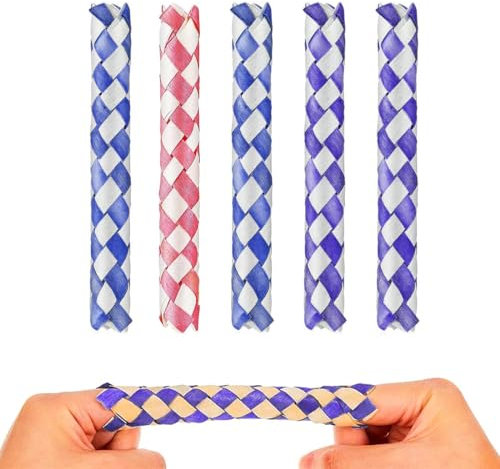 EIHI Farce et Attrape 6 Pièces Finger Traps en Bois Chinois Classiques Attrape Clac Doigt Doigts de Couleurs Assorties pour Faveurs et Fournitures de Fête d'anniversaire