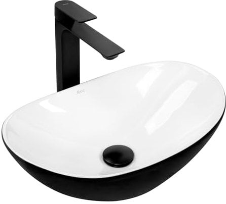 Rea Aufsatzwaschbecken Royal Mini Schwarz Weiß Badezimmerwaschbecken 480 x 305 x 145 mm Keramik (schwarz/weiß)