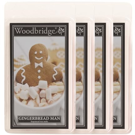 Woodbridge Duftwachs Set Gingerbread Man (4X) | Lebkuchen Duft | Bis zu 8h Duftdauer je Melt | Für Duftlampen & Wachswärmer | Hochwertiges Paraffinwachs | Raumduft für Zuhause & Büro