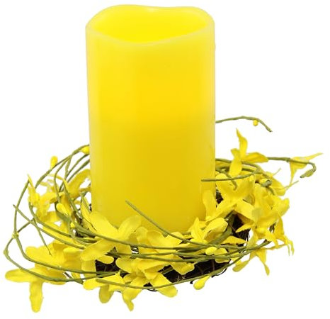 Kranz aus Reben und Blüten mit LED-Kerze Osternest Nest Frühjahrskranz Osterkranz Osterdeko Ostergeschenk Rattankorb Deko Frühlingskranz Dekokranz Tischkranz Tischdeko Rattankranz Kerzenkranz Kränze