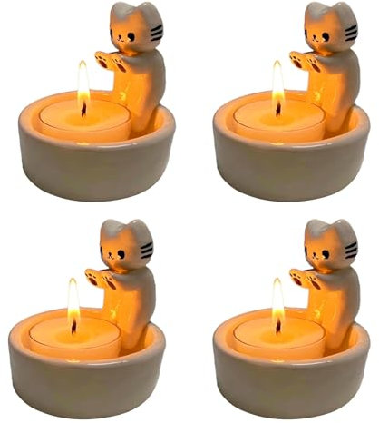 Imtrub Kitten Candle Holder, Katzen-Kerzenhalter mit wärmenden Pfoten, Kätzchen-Teelicht-Kerzenhalter, Kätzchen wärmt Seine Pfoten, Katzenliebhaber, und Bürodekoration