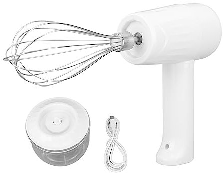 Topyond Elektrischer Handmixer Mit 3 Gängen Zum Schlagen von Eiern zu Hause, 20W Handrührgerät,Kabellose wiederaufladbare Handmixer,Sahneschläger, Handmixer Mit Zerkleinerer Für Kuchen, Eiermixer Weiß