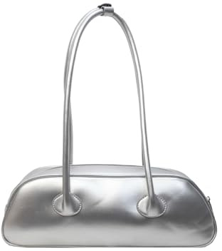 CORIOS Damen Klein Handtasche PU-Leder Schultertasche Wasserdicht Henkeltaschen Mode Unterarmtasche Tragetasche Elegant Henkeltasche Reisen Arbeiten Einkaufen Tote Beutel Silber