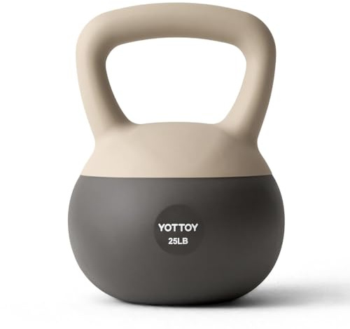 YOTTOY Soft Kettlebell, Set for Strength Training Kettlebells & Home Workouts, Soft-Sided Cushioned Base, Wide-Handle - Ideal for Men, Women, & Beginners (White, 25LB)