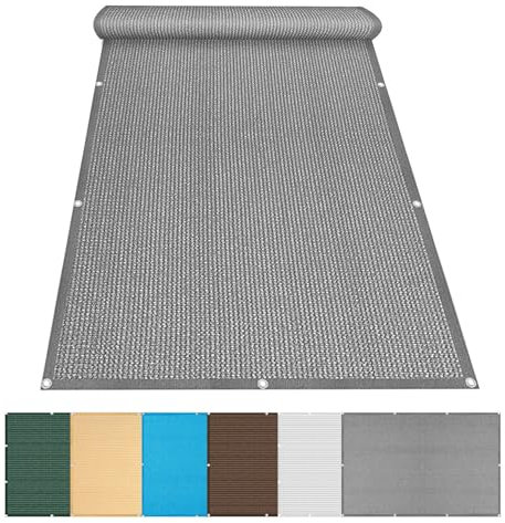 Markisenstoffe 0.7 x 4 m Rechteckig Segeltuch Meterware mit Ösen Ohne Bohren HDPE Wetterbeständig Atmungsaktiv Segeltuch für Balkon Terrasse, Grau