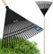 KOTARBAU® Laubrechen Kunststoff mit Stiel Schwarz 400 x 550 mm Fächerbesen Laubbesen Kunststoff Laubharke groß Laub Rechen Gartenwerkzeug Rasenrechen breit Garten Rechen Kunststoffrechen