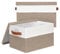 BinWhiz Pack of 2 Large Storage Boxes with Lids, Foldable Storage Boxes for Shelves, Fabric Storage Boxes With Leather Handle, Decorative Storage Box for Clothes, Books, 38x28x24 cm (White & Khakki)