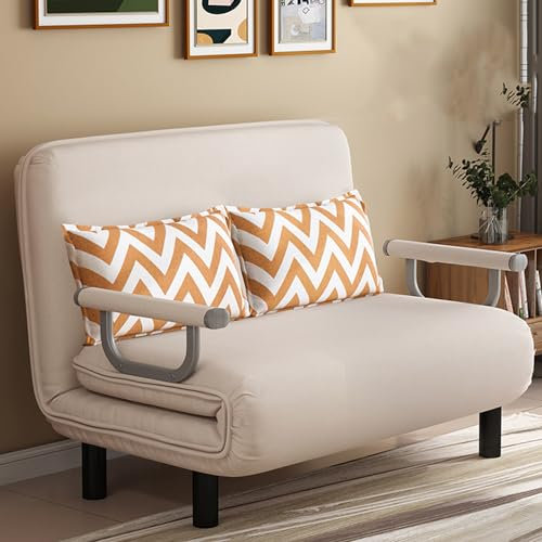 Umwandelbares Schlafsofa, 3-in-1-Klappbett mit 5-fach verstellbarer Rückenlehne und Kissen, faule Chaiselongue-Couch, kleiner Futonstuhl, Couch für kleine Räume, Weiß, 100 cm
