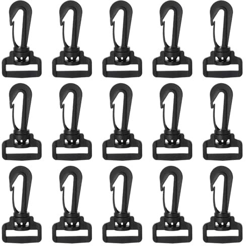 DIVINA VITAE 15Pcs Plastic Swivel Snap Hooks, Trigger Clips Hooks, Swivel Hook Nylon Webbing Hook Clip Plastic Clip for Bag, Travel Backpack,Belt Strap Buckle, Purse, Sewing DIY Craft Projects,1 inch