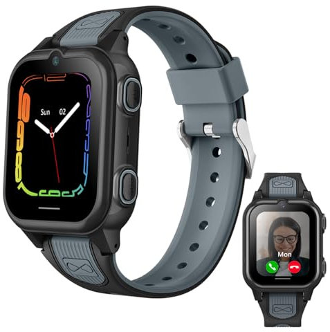 Winnes 4G Montre Connectée Enfant,Montre Téléphone pour Filles et Garcon, Écran de 1,52 Pouces, avec GPS, Étanchéité Ipx7, Communication Vocale, Mode Cours, Alarme SOS, Montre Intelligente de 4 à 12