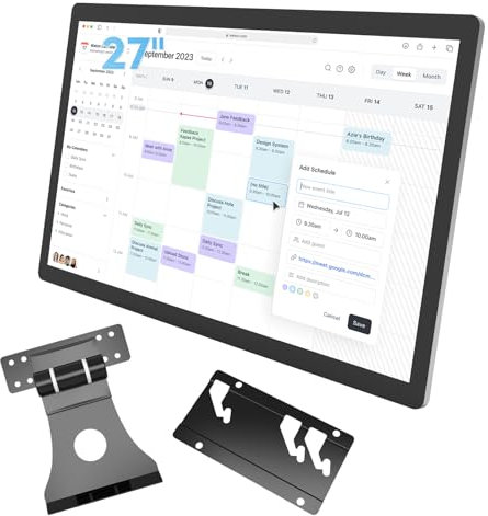 Digitaler Kalender mit Touchscreen: 68,6 cm (27 Zoll) Touchscreen-Digital-Kalender, Wandplaner, Smart-Whiteboard-Kalender für Aufgabendiagramm und Arbeitsplan, eingebaute Lautsprecher und Kamera,