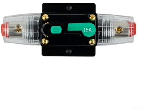 Yuanpgky Fusibile di ripristino dell'interruttore automatico in linea, 10 A, 100 A, 12 V 24 V CC, ripristino manuale, portafusibili in linea per auto, motori marini, traina, audio (15 A)