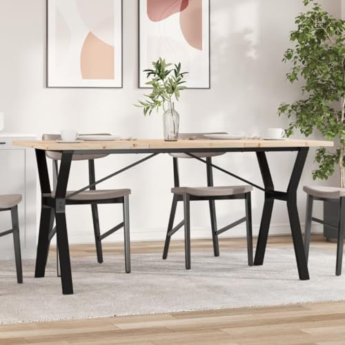 LXYZWRW Tische Esstisch Y-Rahmen 140x80x75,5cm Massivholz Kiefer und Gusseisen Küchen- & Esszimmertische