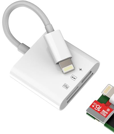 Lector de Tarjetas SD Lightning para iPhone 14 13 Pro MAX Cargador Micro SD TF Card Reader Certificado para Apple MFI para iPad Adaptador Cámara Memoria Teléfono Externa Cámara Memorial