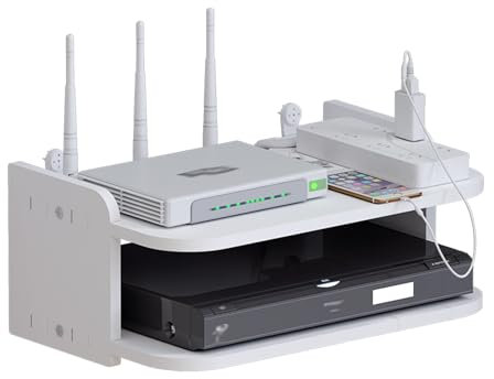 Orrdiffi Caja de Almacenamiento para Enrutador,Caja Router Pared,Router Rack Caja WiFi para Decoración de Pared,para Routers,Componentes de TV,Reproductores de DVD,Routers-40 cm