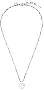 Purelei® Translucent Kette (Silber) im Tennis Chain Style mit Zirkoniasteinen & Kristallherz – 40-45 cm Länge verstellbar – Halskette für deinen individuellen Look