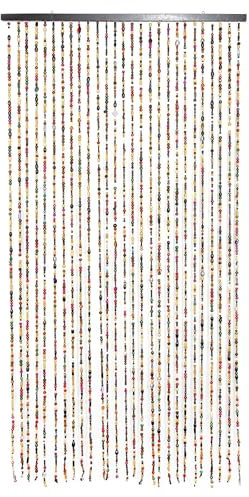 CHZIMADE 27 Strands Wooden Beaded Door Curtain 90x175CM Bead Curtain for Doorway Handmade Hanging Door Fly Screen Curtain