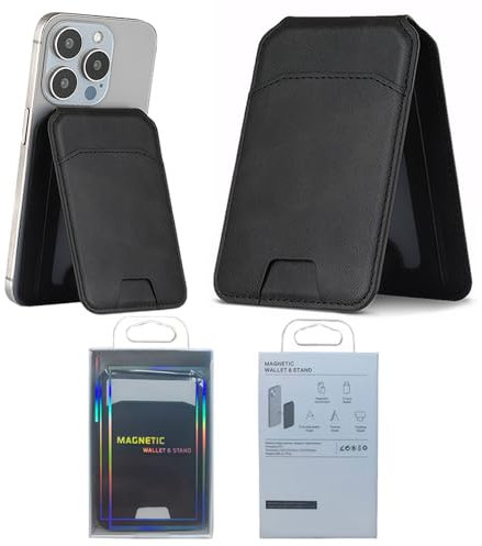FFWTPY Porte Cartes Adhésif Magnétique pour Téléphone Portable avec Support Ajustable Accessoire Pratique Et Élégant pour Smartphones Noir