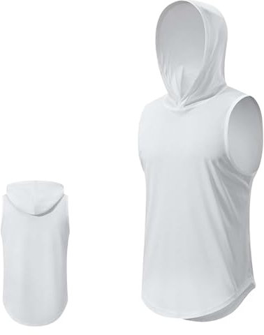 Generisch Herren Tanktop mit Kapuze Westen Bodybuilding Sportwesten Muskel T-Shirt Ärmellos Schnelltrocknend für Laufen Fitnessstudio Fitness Krafttraining Einfarbig Atmungsaktiv Kapuzenpullover