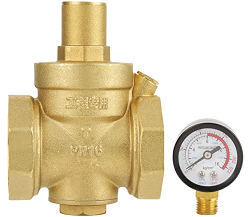 BWater Druckminderer SP DN50 Messing Wasserdruckminderer Ventil mit einstellbarem Manometer