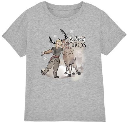 Disney Frozen Boy's Frozen Snow Bros with Kristoff and Sven Unisex Kids T Shirt T-Shirt (Pack of 1)