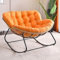 Ergonomischer Outdoor-Schaukelstuhl mit dickem Kissen, für drinnen und draußen, Rattan-Geflecht, Loungesessel für Wohnzimmer, Schlafzimmer und Lesezimmer (Orange)