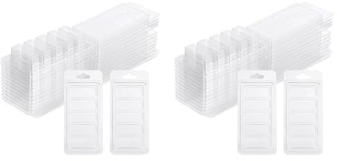 Geroosaty 100 Pcs Wax Melt Containers, 5-Cavity Wax Melt Clamshell Molds,Clear Empty Plastic Wax Melt Mold for DIY Candles Making