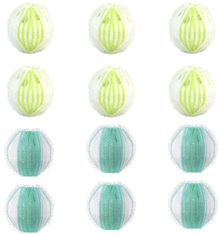 12 Pcs Pet Hair Remover Washing Machine, Reusable Laundry Lint Remover, Dog Hair Remover Washing Machine, Reusable Lint Catcher for Clothing Dog Cat PetHair (Green+Blue)