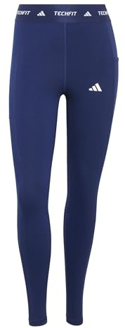 adidas Damen Techfit Stash Pocket Full Length Leggings Tights, dark blue, L