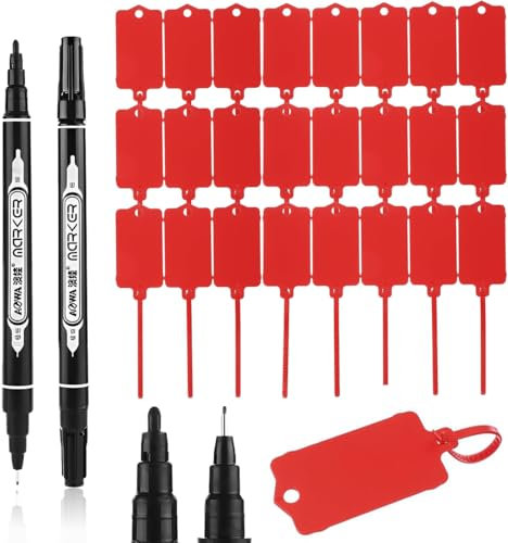 KEWUF 50 Pcs Étiquettes en Plastique Imperméables Vierges, Étiquettes d'Expédition, Réutilisables, Inscriptibles avec Attache Zippée pour Étiquetage de Bagage, 2.48 x 1.46 Pouce