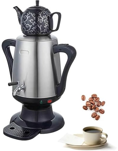 LIULIQ 4L Electric Turkish Coffee Maker, Double Wall Stainless Steel Kettle with Anti Scald Handle, Auto Shut Off & Boil Dry Protection, Keep Warm Function for Coffee, Scented Tea, Turkish Tea