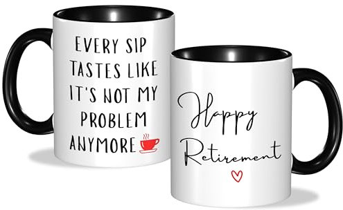 Custom Moments Funny 'Not My Problem Anymore' Retirement Mug – Humorous Farewell Gift for Retiring Men & Women (Colleagues, Boss, Teachers, Friends)
