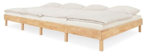Ehrenkind® Familienbett Plano, 360 × 200 cm FSC® Zertifiziert | Birke Lackiert | 2‑in‑1 Höhe (Bodenbett oder Standard), Modular und Höhenverstellbar