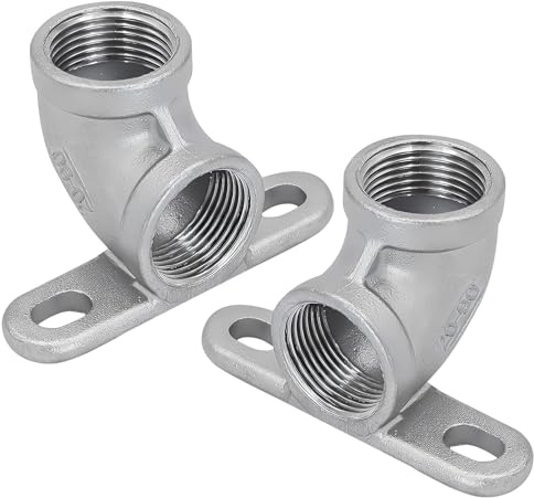 2 Stück Wanddose Edelstahl Bogen, 1/2 IG Wand Decken Winkel aus 304 Edelstahl, Wandscheibe, Wandwinkel Verteiler 90 Grad Gewinde Fitting mit Innengewinde, für Heizungs,Sanitär, Warm/Kaltwassersysteme