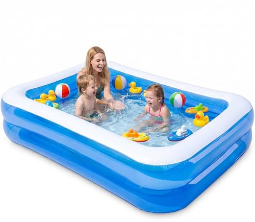 Inflatable Paddling Pool 2m x 1.5m, Durable PVC Pool Inflatables for Kids, Fast Inflation Large lPaddling Pool Rectangle, Pool Inflatables for Garden Outdoor